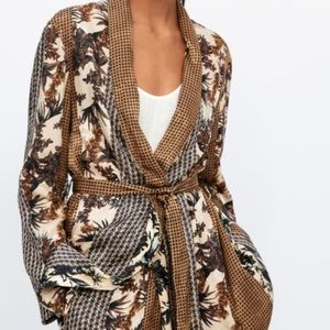 NWT Zara Contrasting Printed Blazer, Size M
